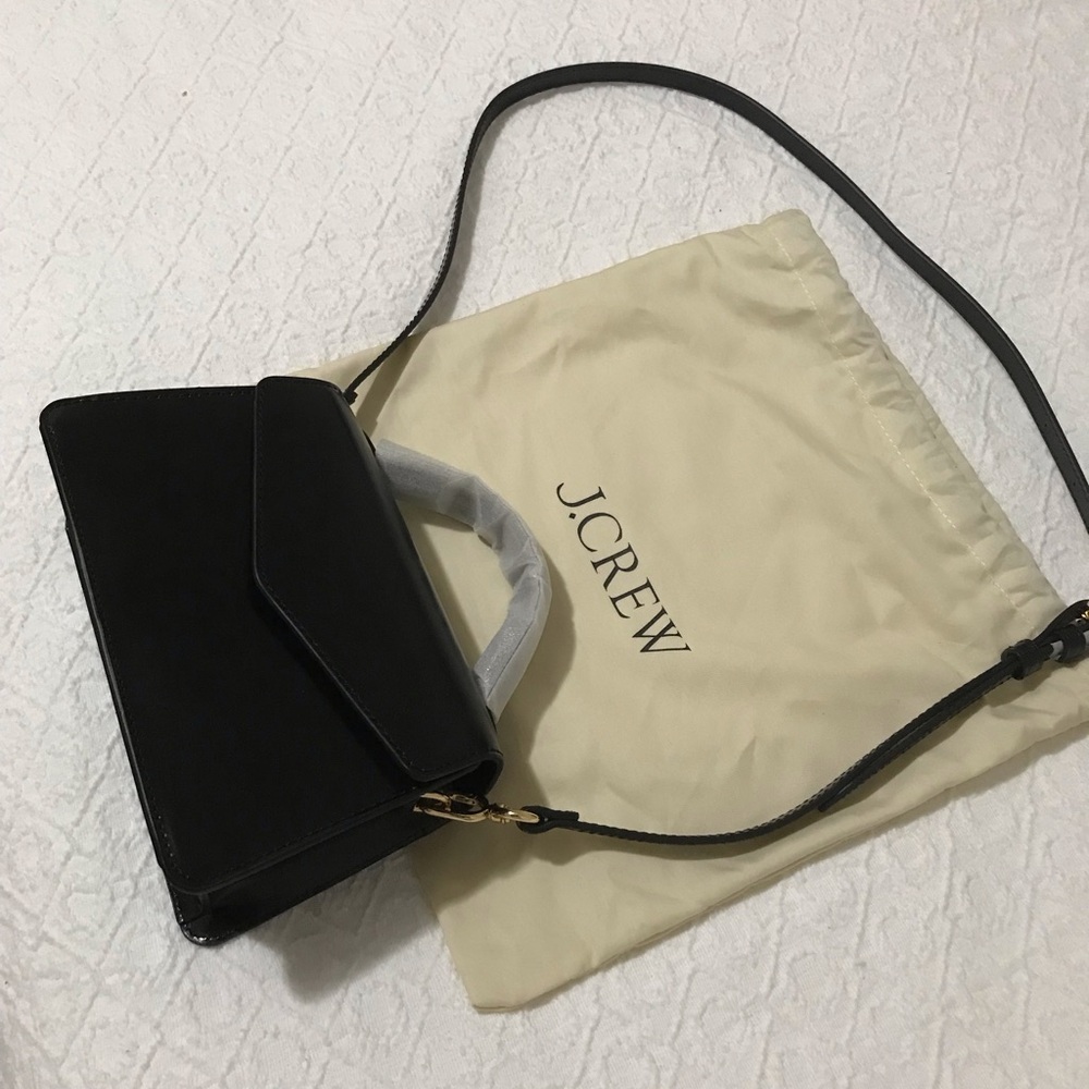 NWT JCrew Genuine black leather Eddie handbag. SAVE 20%, NOW $36!